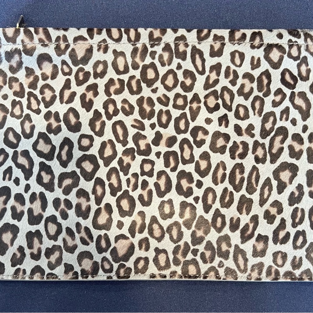Leopard Print Zip Pouch - Neutral Gray, Brown & Cream